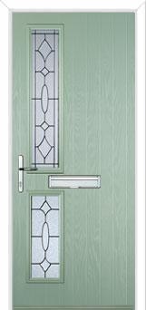 Twin Square Zinc/Brass Art Clarity Composite Front Door in Chartwell Green