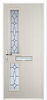 Twin Square Zinc/Brass Art Clarity Composite Front Door in Cream