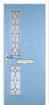 Twin Square Zinc/Brass Art Clarity Composite Front Door in Duck Egg Blue