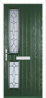 Twin Square Zinc/Brass Art Clarity Composite Front Door in Green