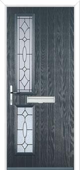 Twin Square Zinc/Brass Art Clarity Composite Front Door in Anthracite Grey