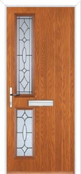 Twin Square Zinc/Brass Art Clarity Composite Front Door in Oak