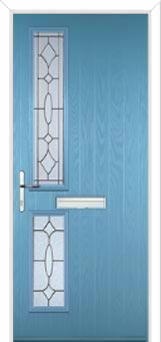 Twin Square Zinc/Brass Art Clarity Composite Front Door in Pastel Blue