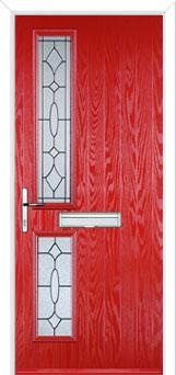 Twin Square Zinc/Brass Art Clarity Composite Front Door in Poppy Red
