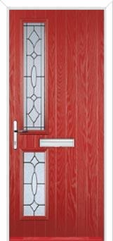 Twin Square Zinc/Brass Art Clarity Composite Front Door in Red