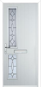 Twin Square Zinc/Brass Art Clarity Composite Front Door in White