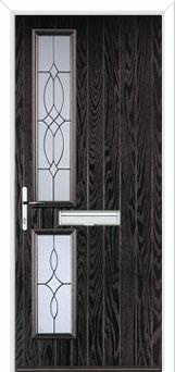Twin Square Flair Composite Front Door in Black Brown