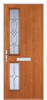 Twin Square Flair Composite Front Door in Oak
