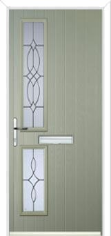 Twin Square Flair Composite Front Door in Pebble Grey