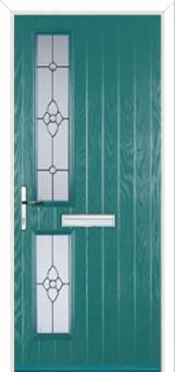 Twin Square Finesse Composite Front Door in Turquoise Blue