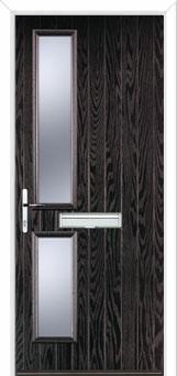 Twin Square Glazed FD30s Internal Composite Fire Door in Black Brown