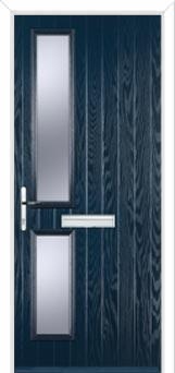 Twin Square Glazed FD30s Internal Composite Fire Door in Dark Blue