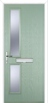 Twin Square Glazed FD30s Internal Composite Fire Door in Chartwell Green