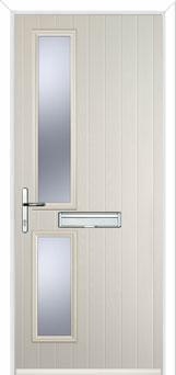 Twin Square Glazed Composite Front Door in Cream