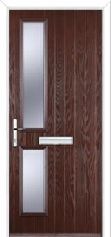 Twin Square Glazed Composite Front Door in Darkwood