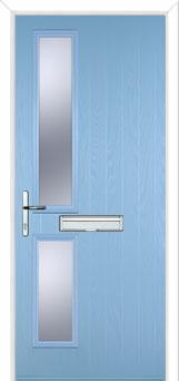 Twin Square Glazed FD30s Internal Composite Fire Door in Duck Egg Blue