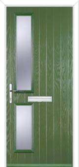 Twin Square Glazed Composite Front Door in Fern Green