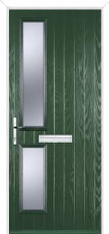 Twin Square Glazed Composite Front Door in Green