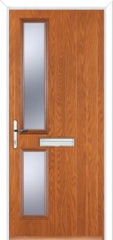 Twin Square Glazed Composite Front Door in Oak