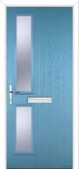 Twin Square Glazed Composite Front Door in Pastel Blue