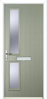 Twin Square Glazed Composite Front Door in Pebble Grey