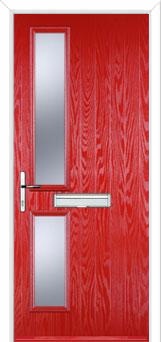 Twin Square Glazed FD30s Internal Composite Fire Door in Poppy Red