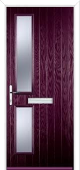 Twin Square Glazed Composite Front Door in Purple Violet