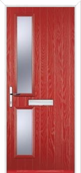 Twin Square Glazed Composite Front Door in Red