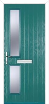 Twin Square Glazed Composite Front Door in Turquoise Blue