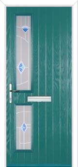 Twin Square Murano Composite Front Door in Turquoise Blue