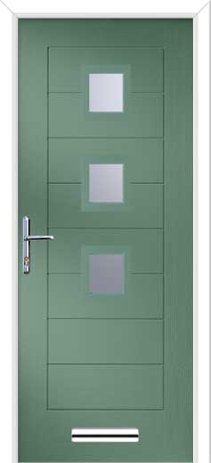 Monza 2 Square 3 Centre Composite Door in Chartwell Green