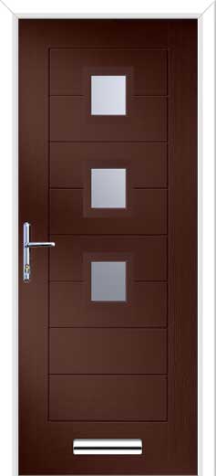 Monza 2 Square 3 Centre Composite Door in Rosewood