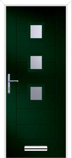 Monza 2 Square 3 Centre Composite Door in Green