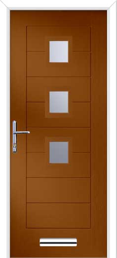 Monza 2 Square 3 Centre Composite Door in Oak