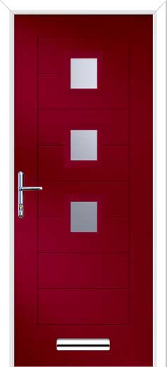 Monza 2 Square 3 Centre Composite Door in Red
