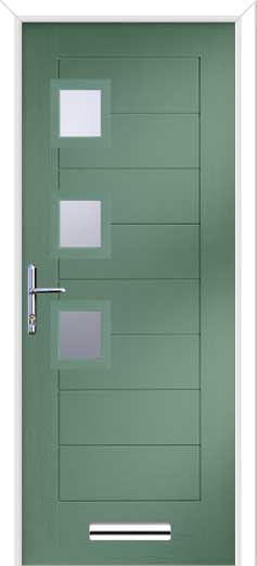 Monza 2 Square 3 Offset Composite Door in Chartwell Green