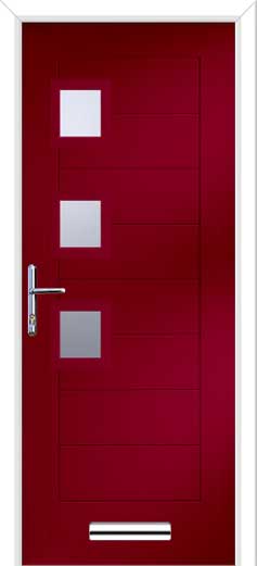 Monza 2 Square 3 Offset Composite Door in Red