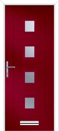 Monza 2 Square 4 Centre Composite Door in Red