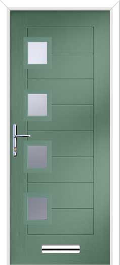 Monza 2 Square 4 Offset Composite Door in Chartwell Green