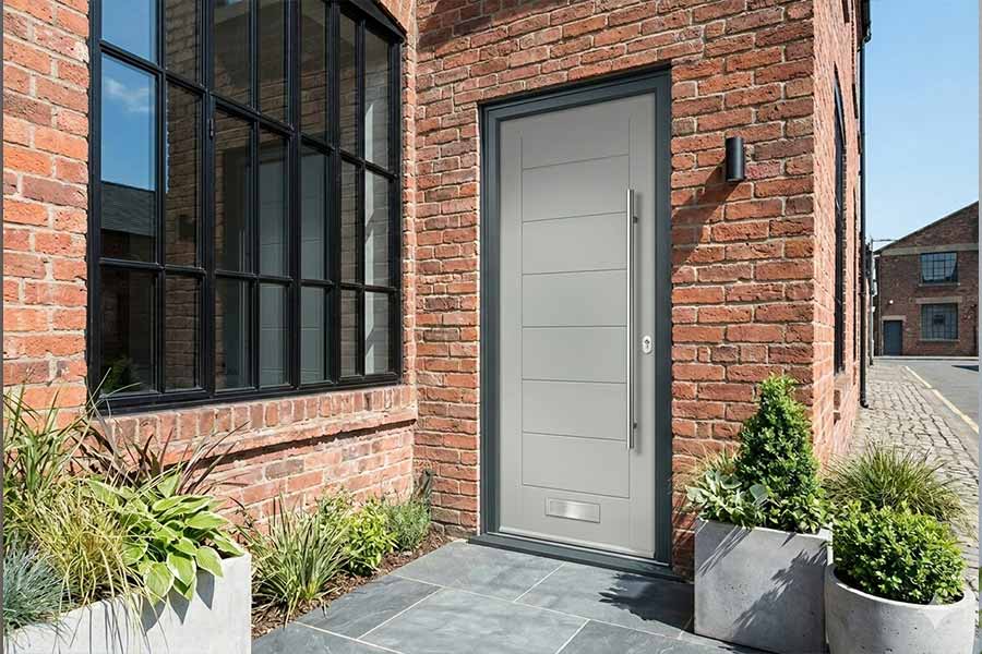 monza composite front door in agate grey