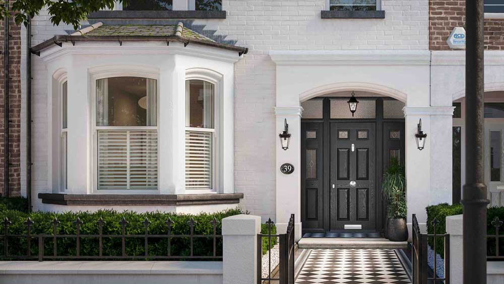 anthracite grey composite front door with two composite side panels