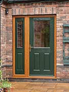 green composite door with green side panels