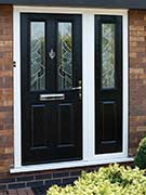black composite door with composite side panel