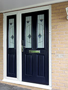 blue composite door with composite side panel