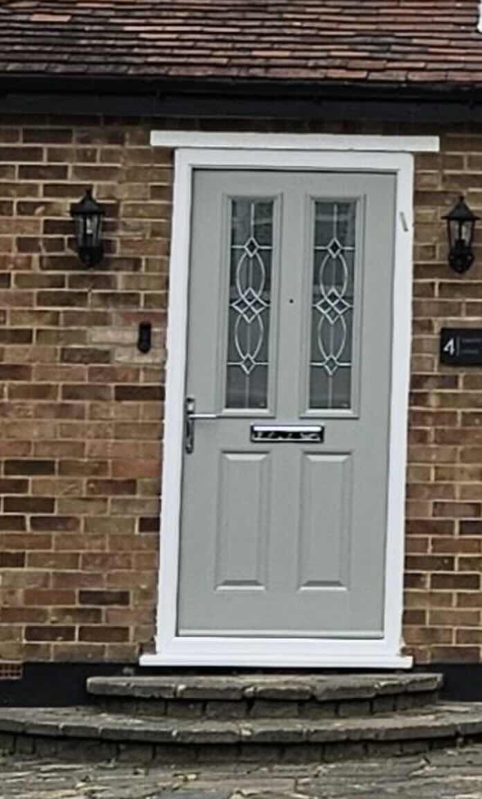 2 Panel 2 Square Composite Front Door in Agate Grey