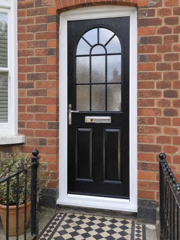 2 Panel Sunburst Composite Front Door in Black