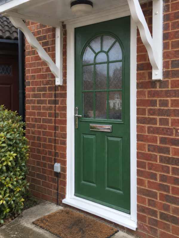 2 Panel Sunburst Composite Front Door in Fern Green