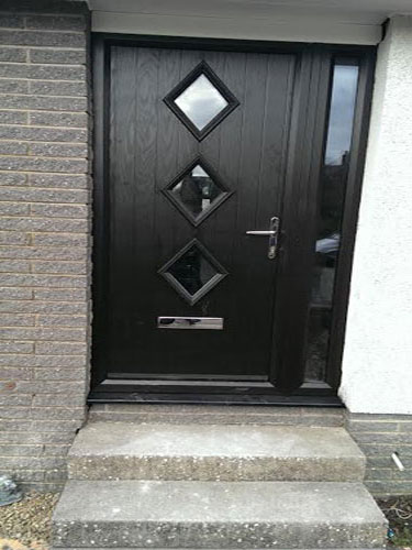 3 Diamond Composite Front Door in Black-Brown