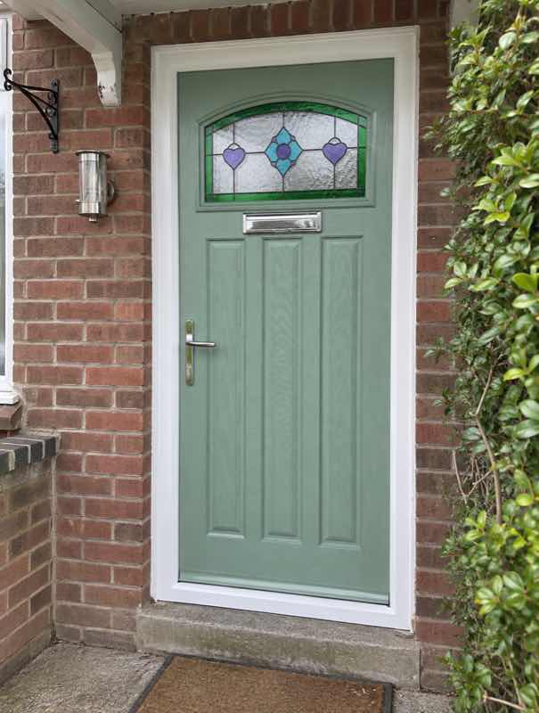 3 Panel 1 Square Dorchester Composite Door in Chartwell Green