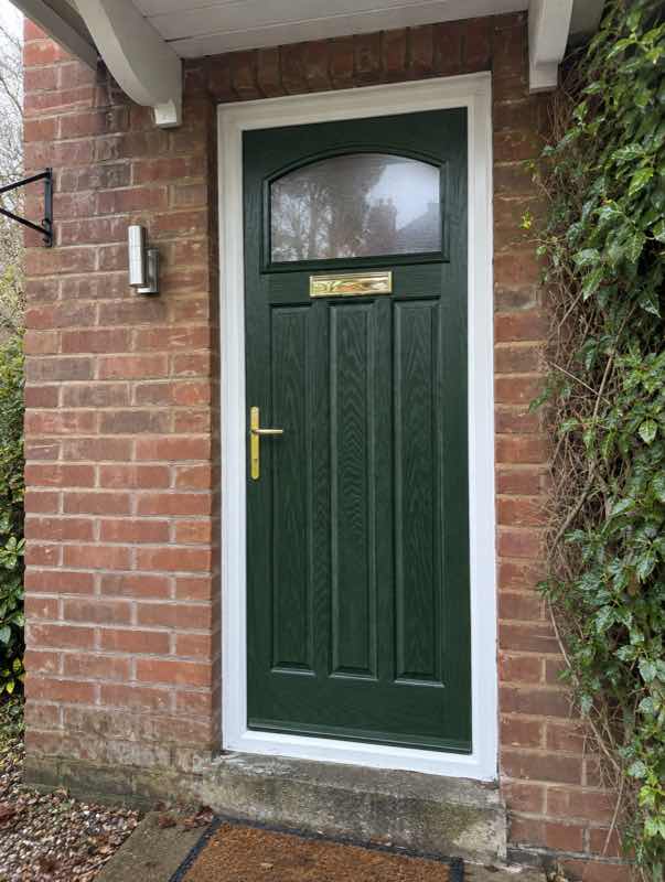 3 Panel 1 Square Kensington Composite Door in Green